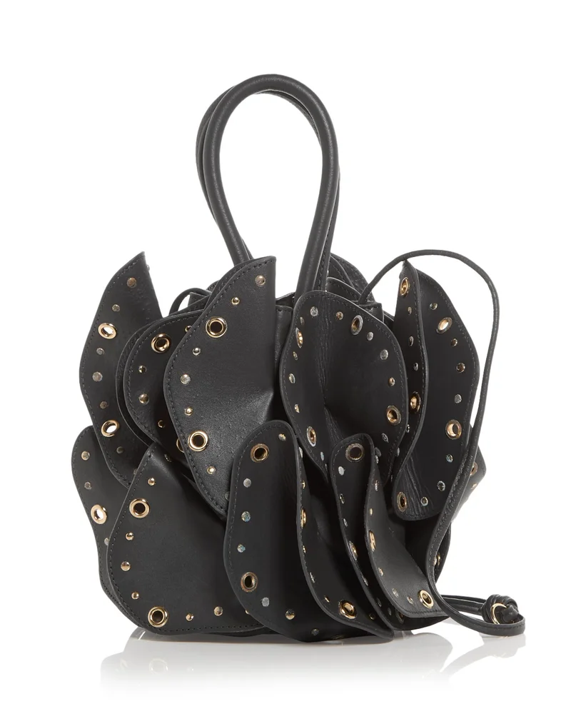 Flower Stud Leather Shoulder Bag