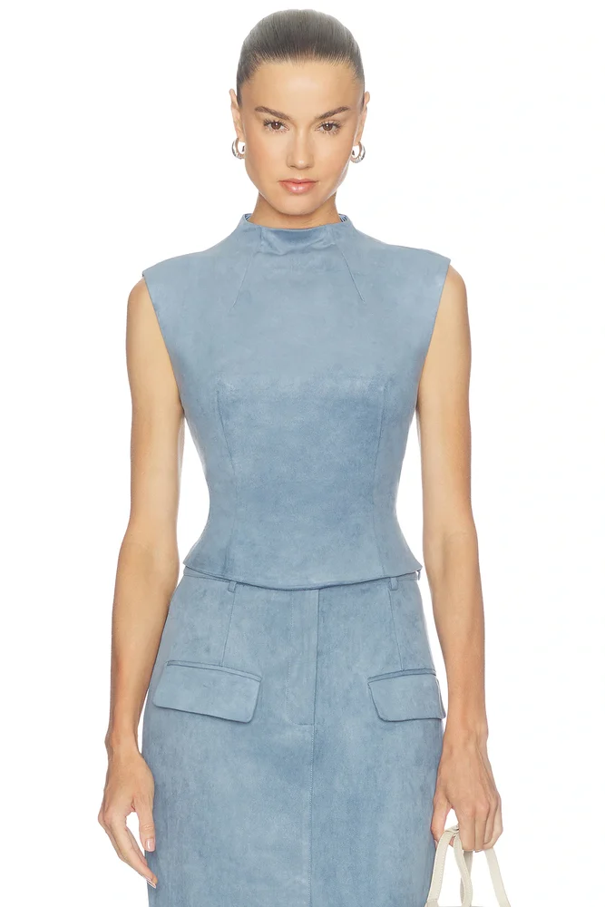 Faux Suede Sleeveless Top