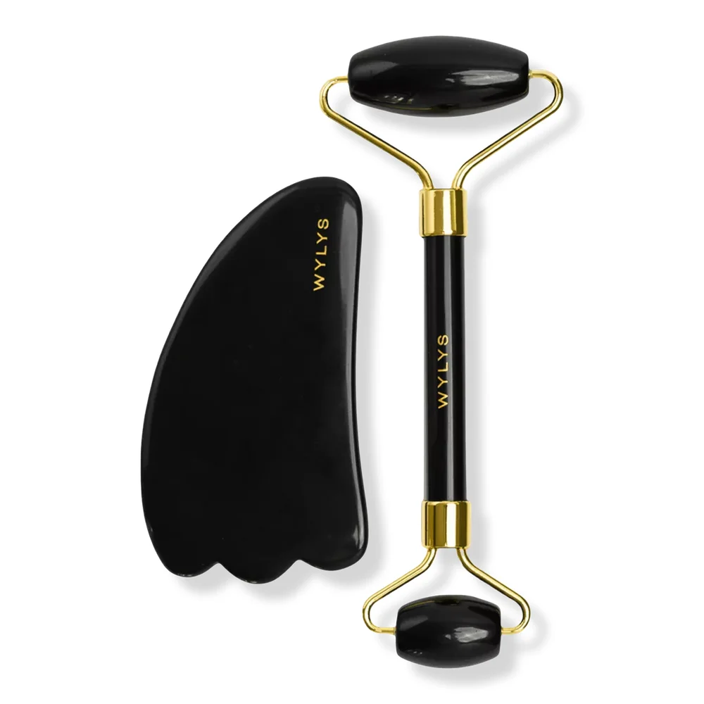 Black Obsidian Gua Sha + Face Roller Set