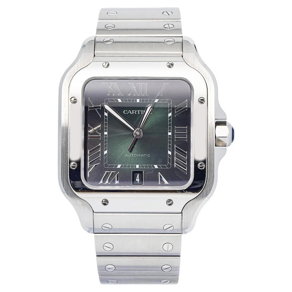 Pre-Owned Santos de Cartier Automatic Watch Green Dial