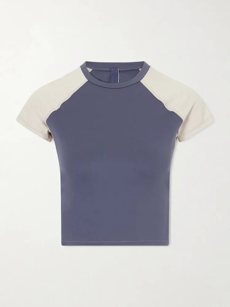 Cropped Baby Tee - Deep Royal and Stone