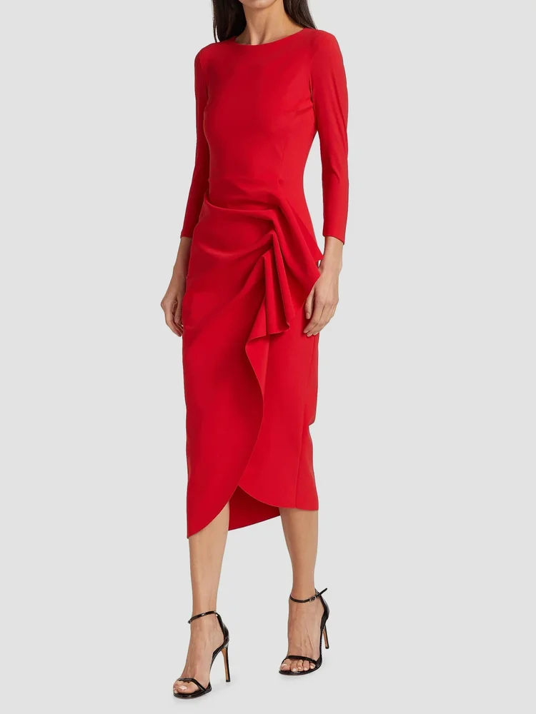 Gathered Side Midi-Dress