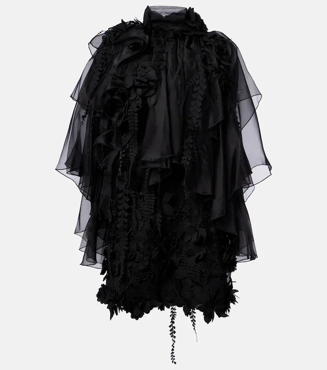 Hypnotic floral-appliqué minidress