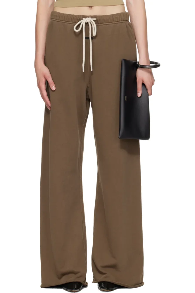 Brown Raw Cut Lounge Fit Sweatpants