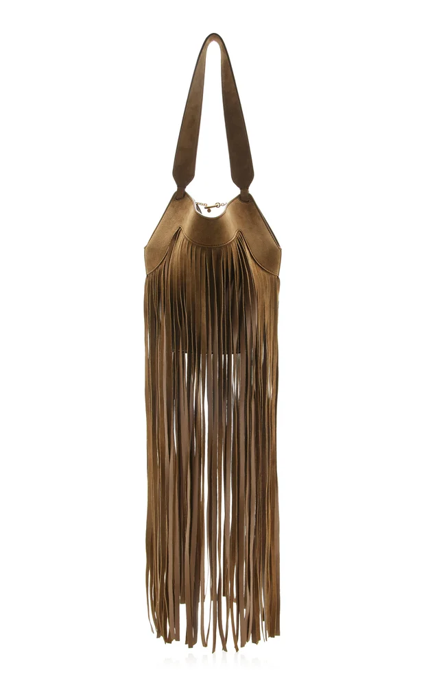 Lotus Nano Fringed Suede Tote Bag