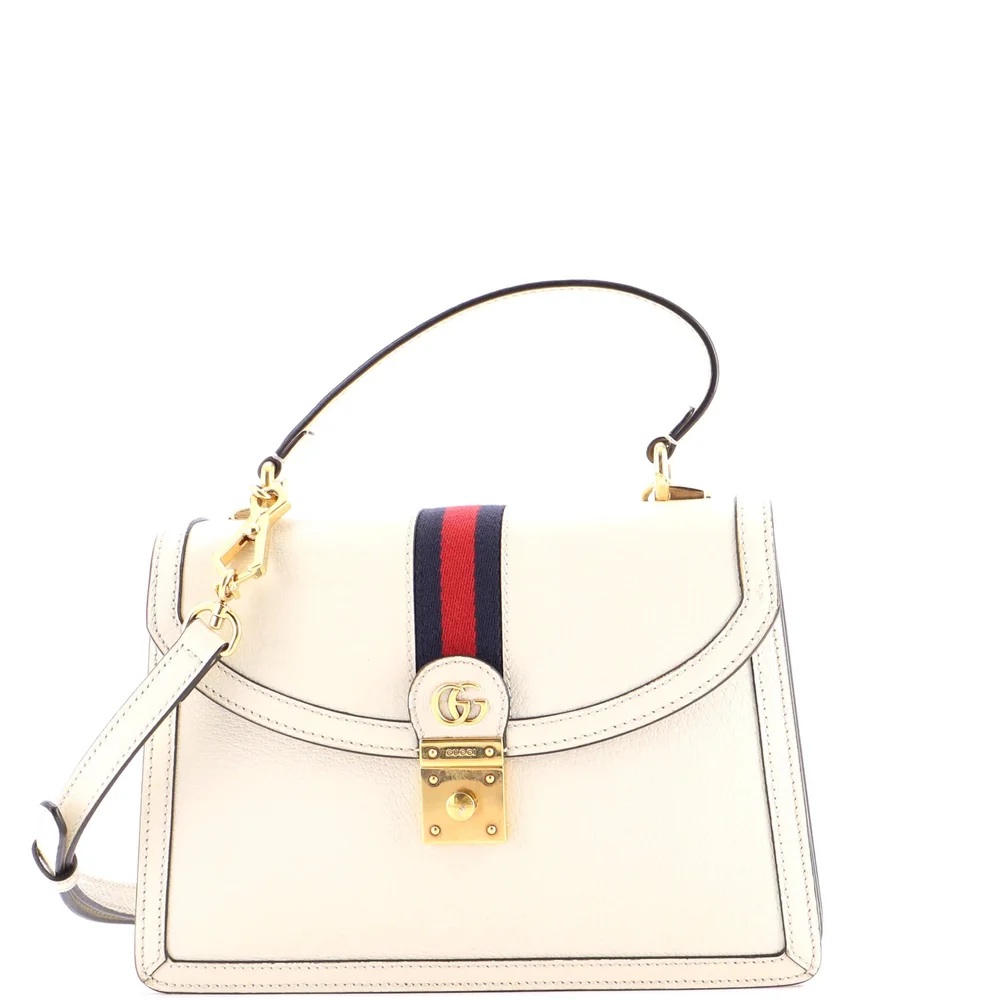 gucci Ophidia Flap Top Handle Bag Leather Small