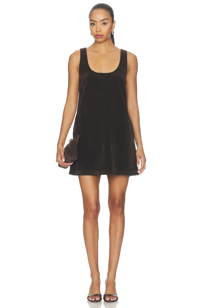 The Scoop Neck Faux Suede Mini Dress