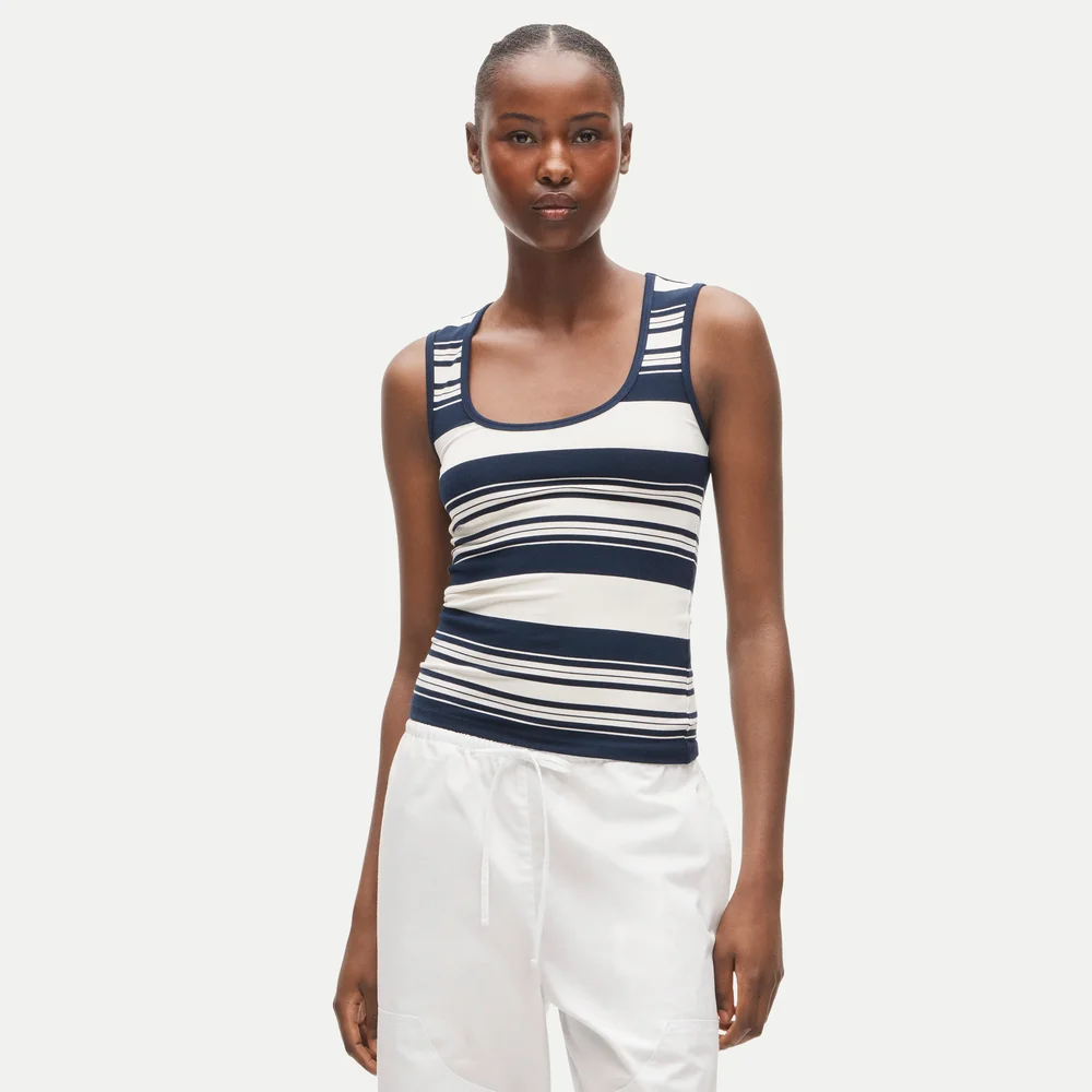 Refined rib scoopneck tank top in stripe