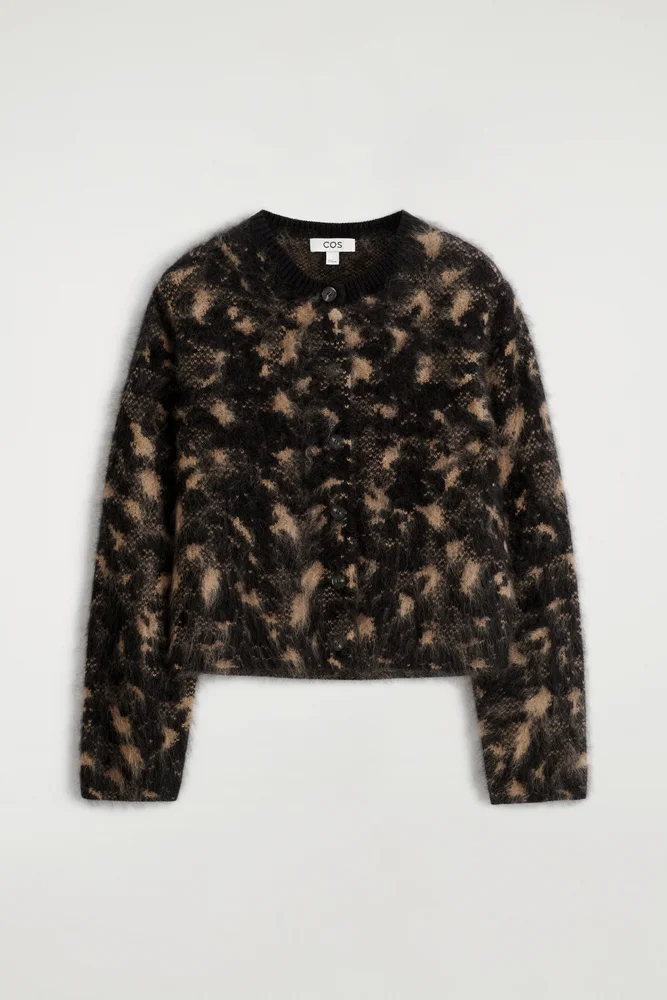 Animal-jacquard Merino Wool Cardigan