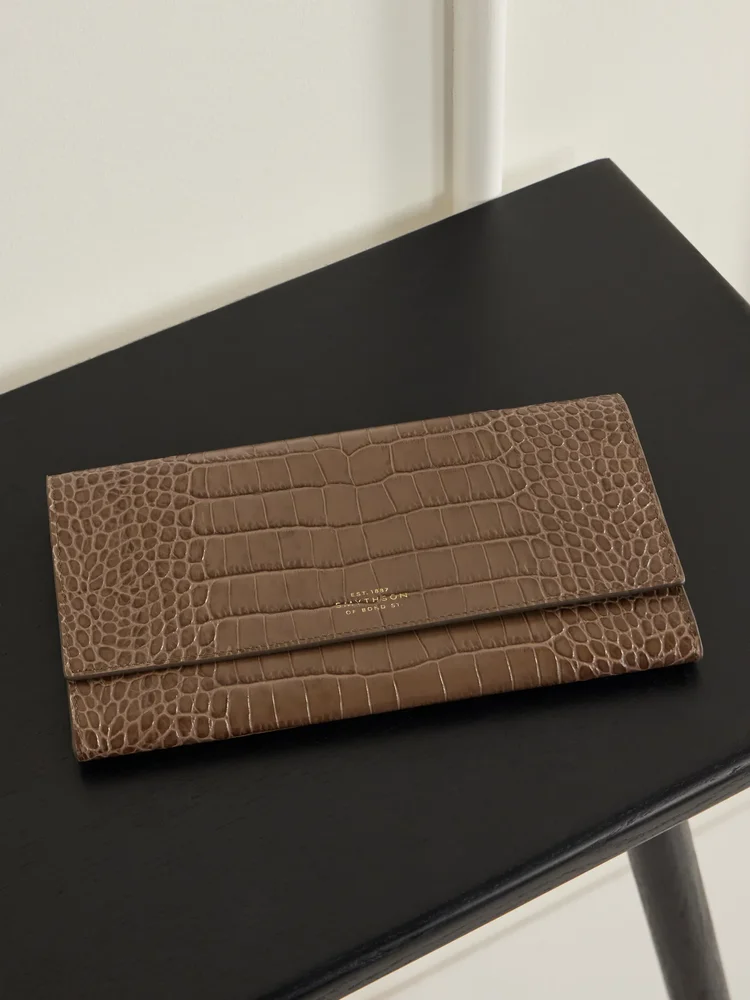 Mara croc-effect leather jewelry case