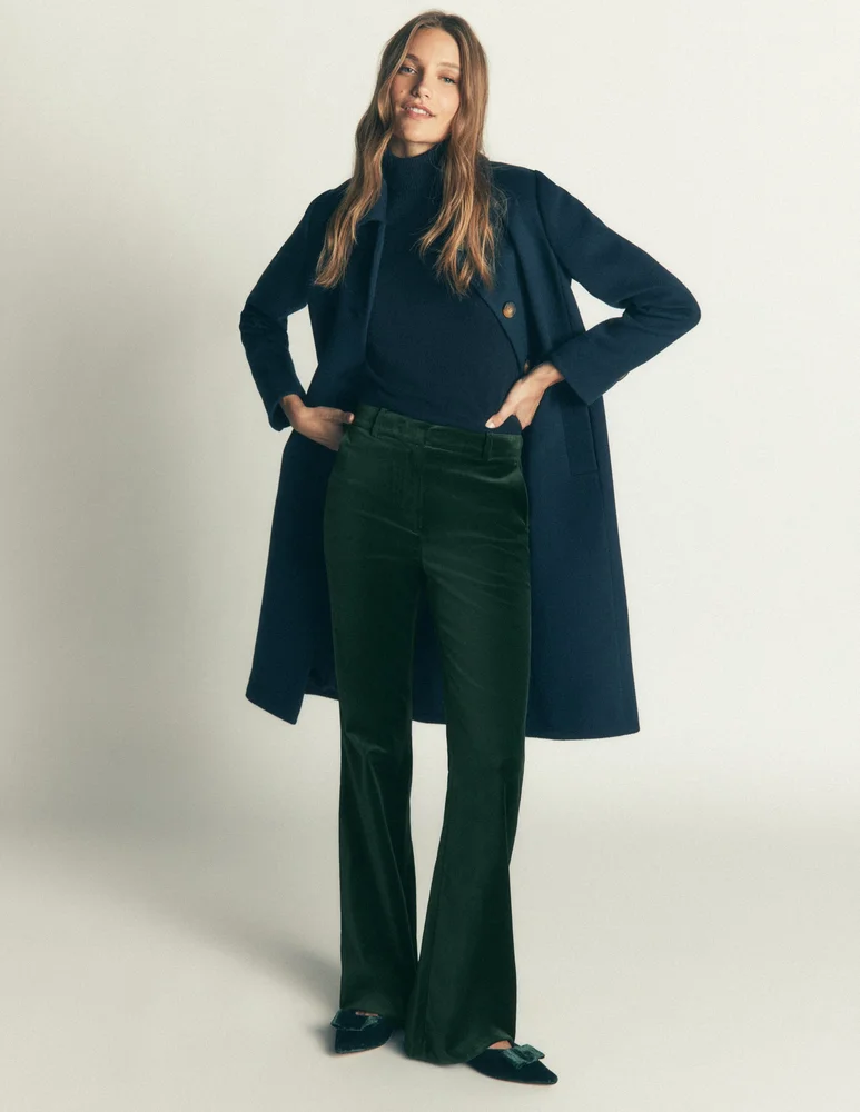 Flare Velvet Pants-Midnight Emerald