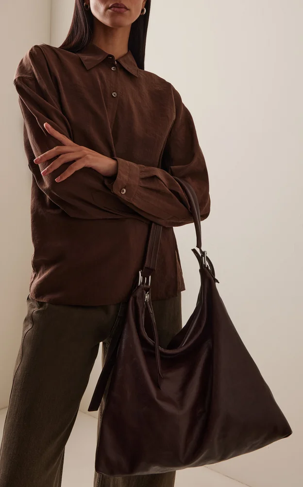 Belted Leather Hobo Bag
