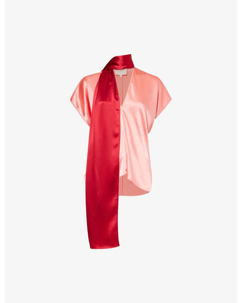 Nava Scarf-Neck Satin Top