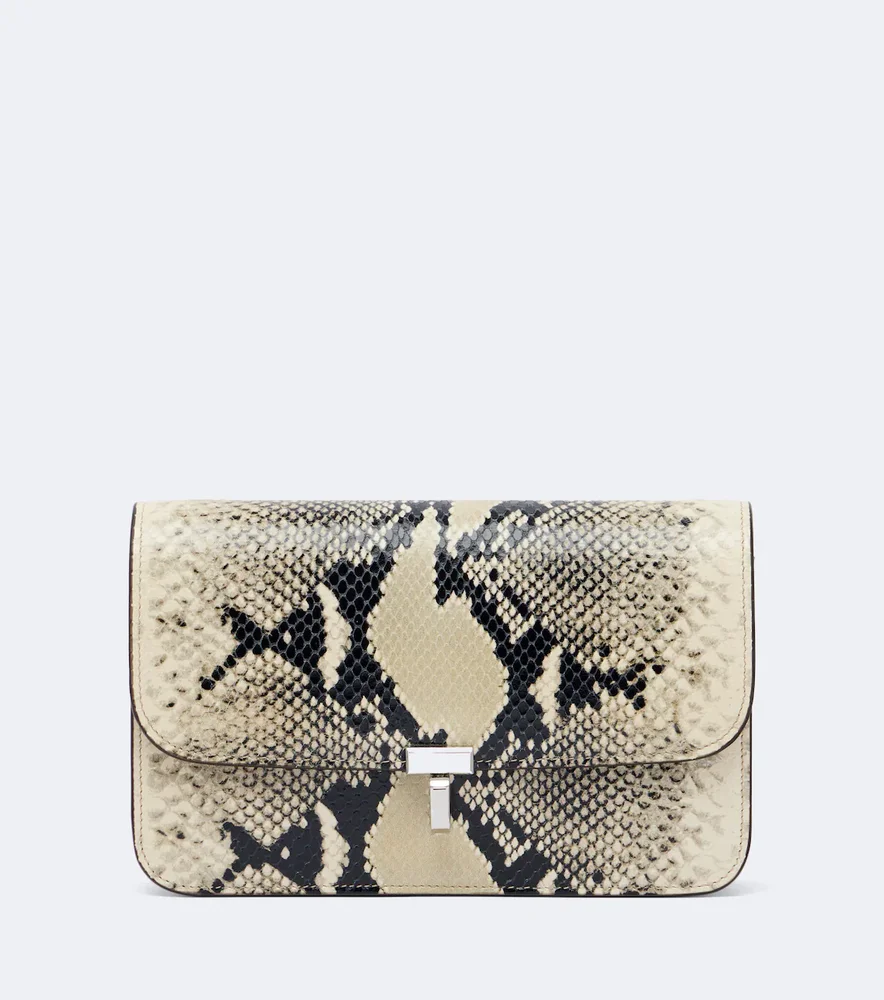 T-Lock snake-effect leather crossbody bag