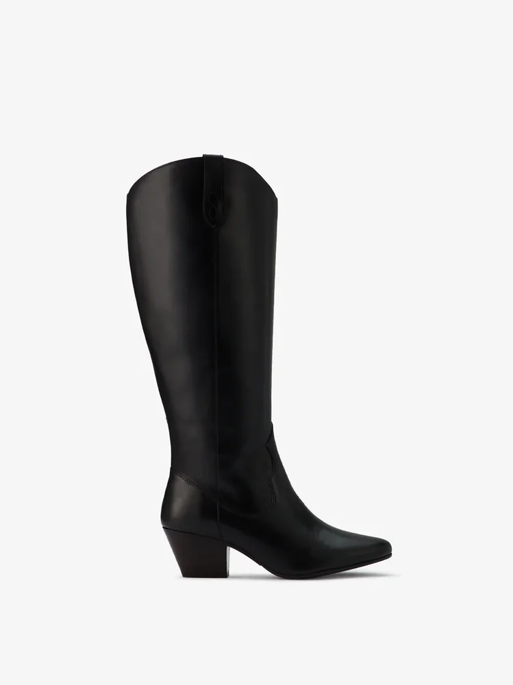 Saffron Knee-High Boots in Black Leather