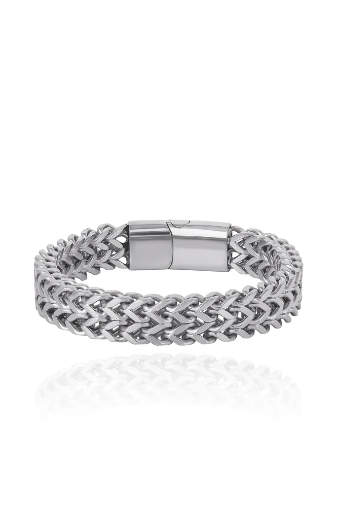 Silver-Tone Woven Chain Bracelet
