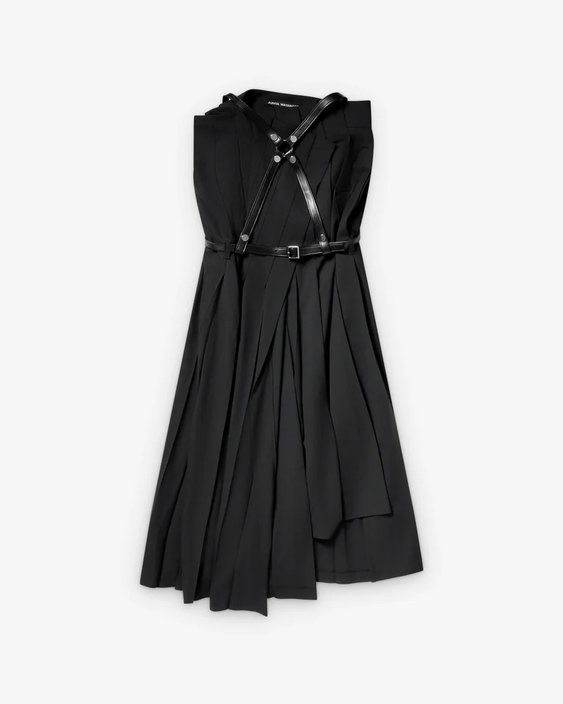 Pleated dress with harness