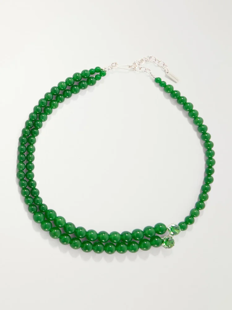 The Light Of The Past beaded silver-plated zirconia necklace