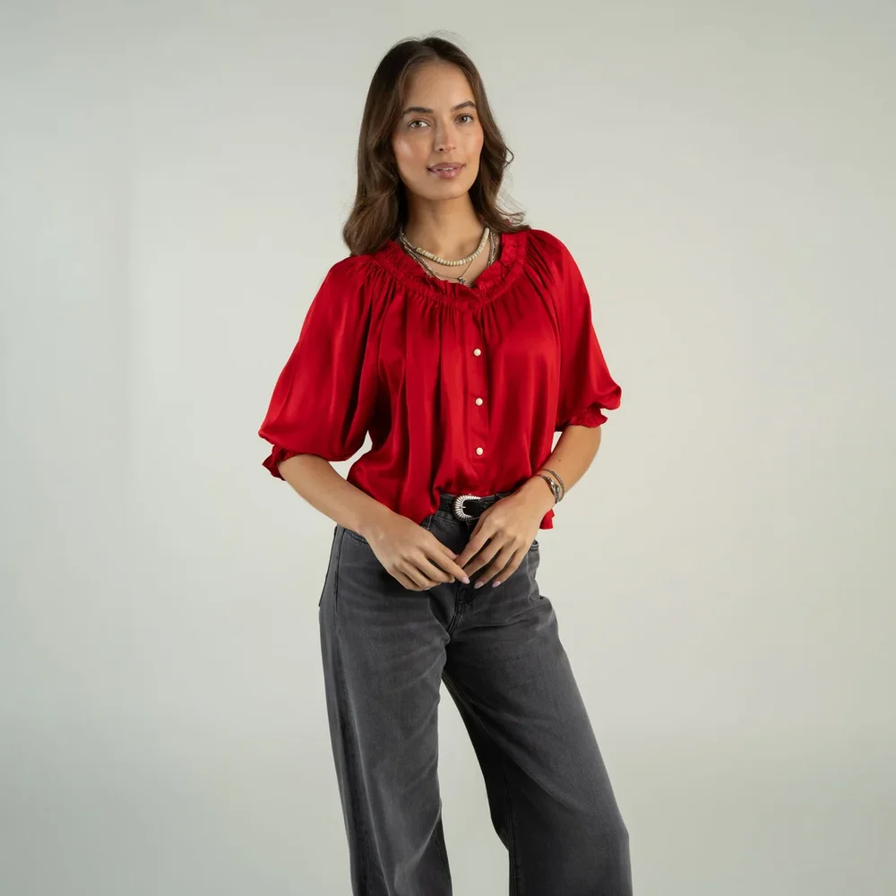 Clara Blouse - Crimson