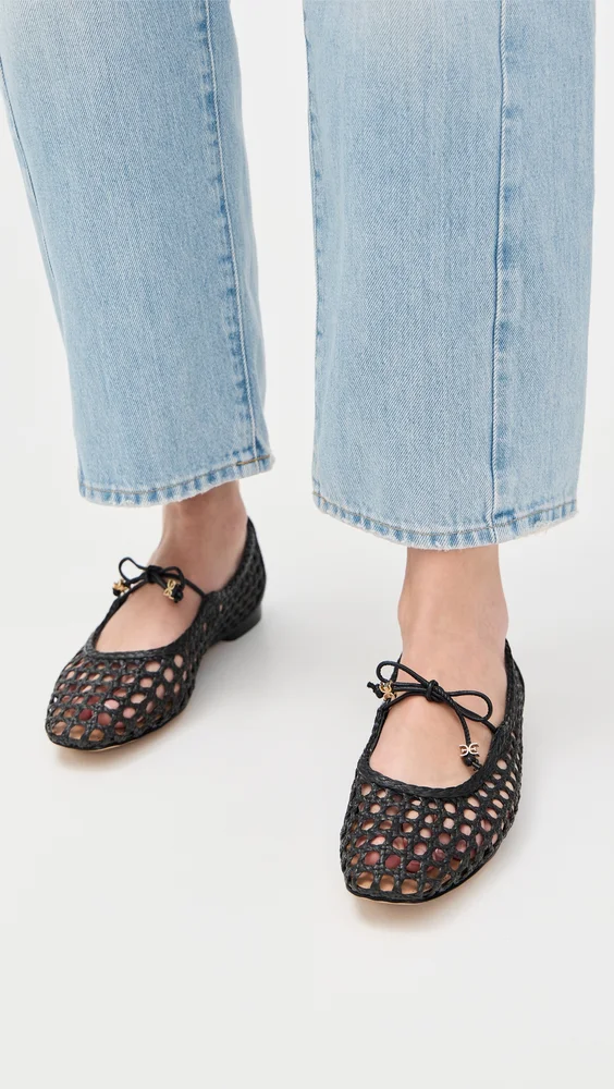 Marcie Woven Mary Jane Flats (Black)