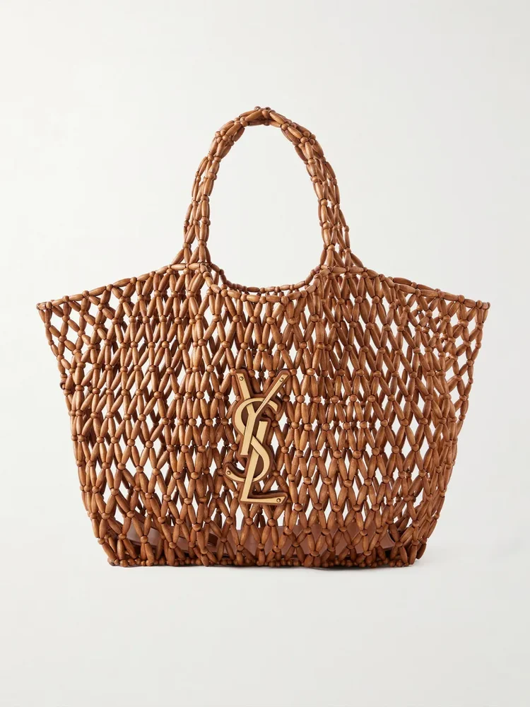 Icare beaded wood tote