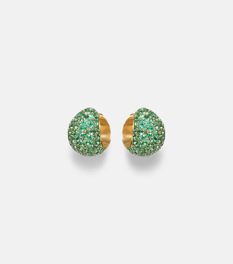 Icon Poppy 18kt gold hoop earrings with emeralds
