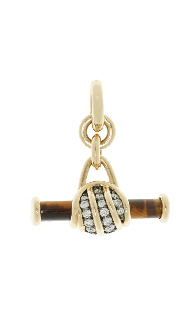 Bar Floret 14K Yellow Gold Diamond Pendant