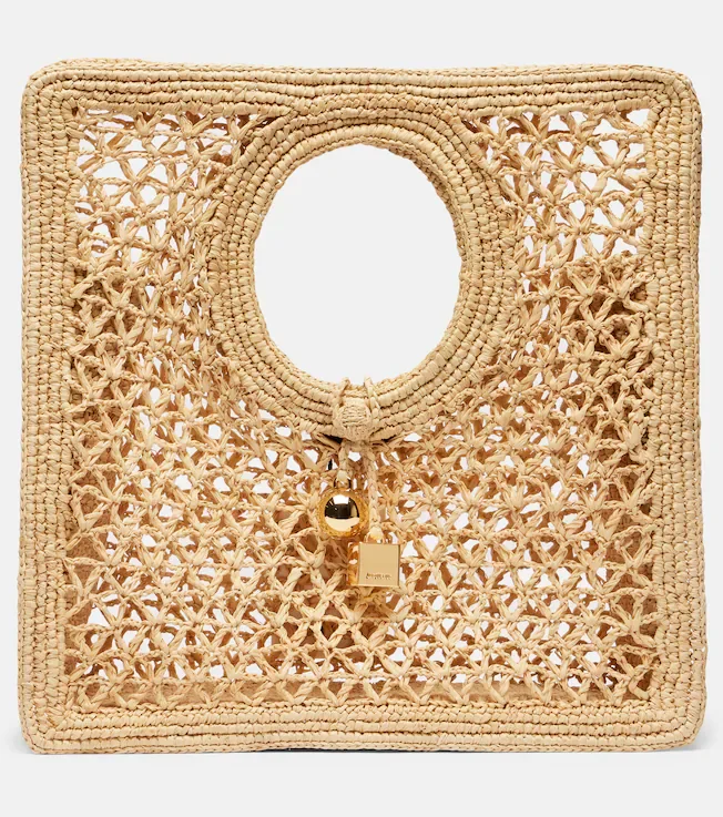 Spiaggia Small raffia top-handle bag
