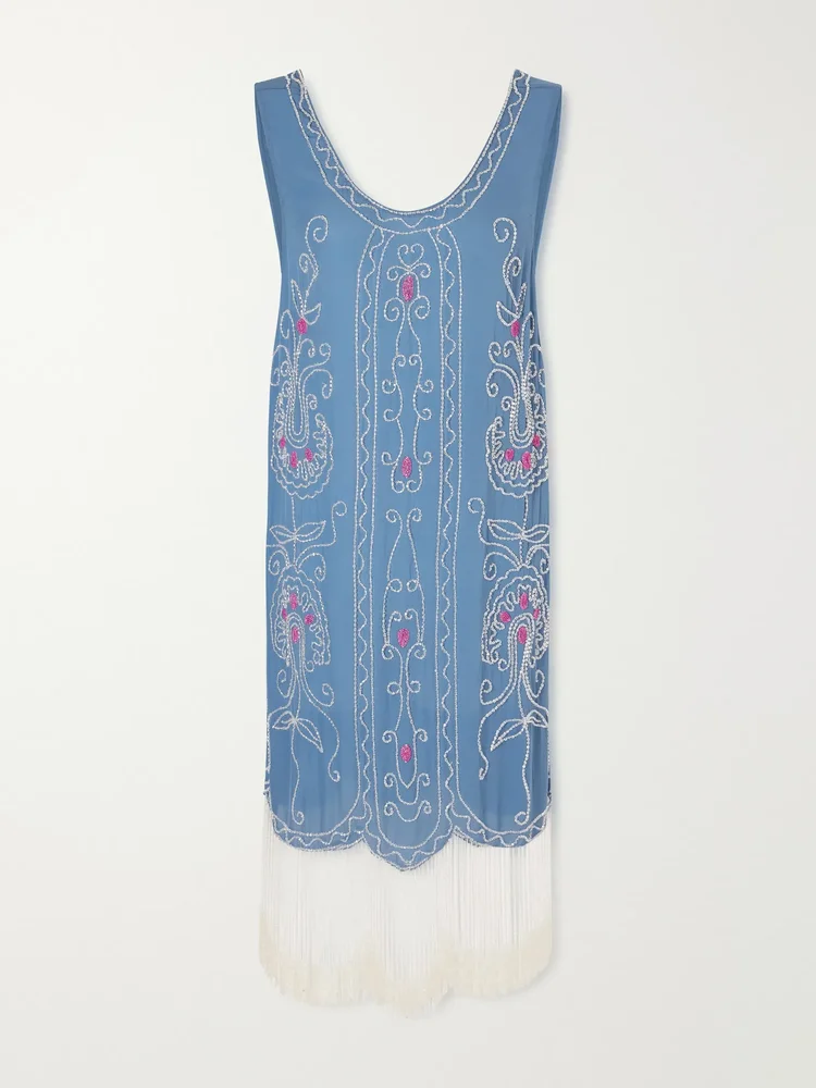 Sea Flower beaded silk dress