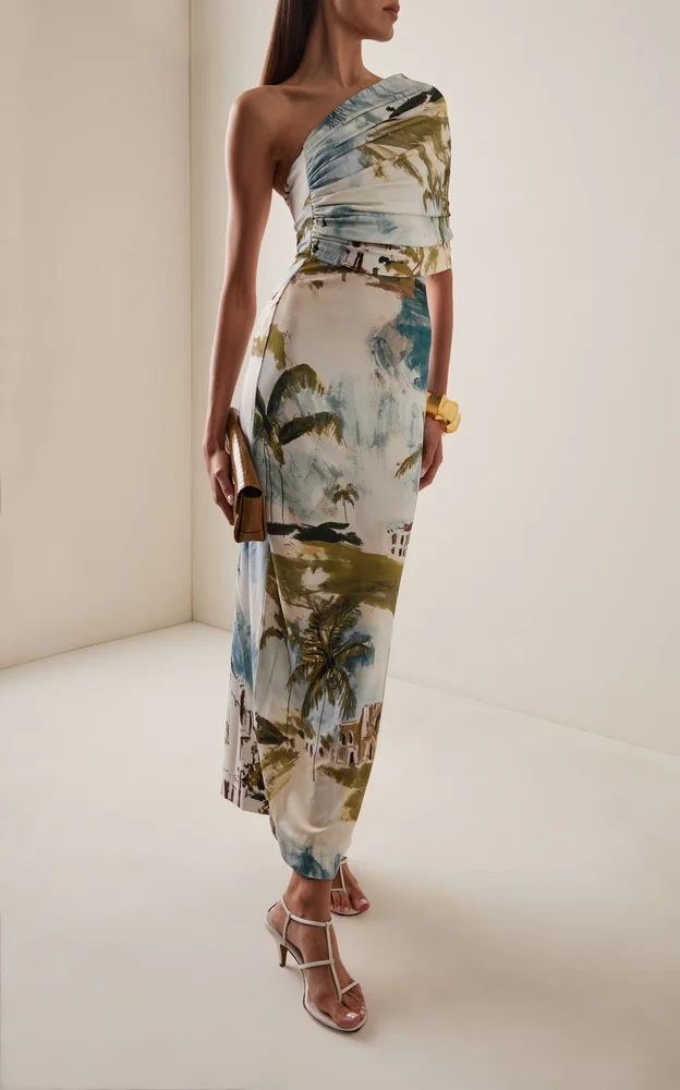 One-Shoulder Draped Maxi Dress