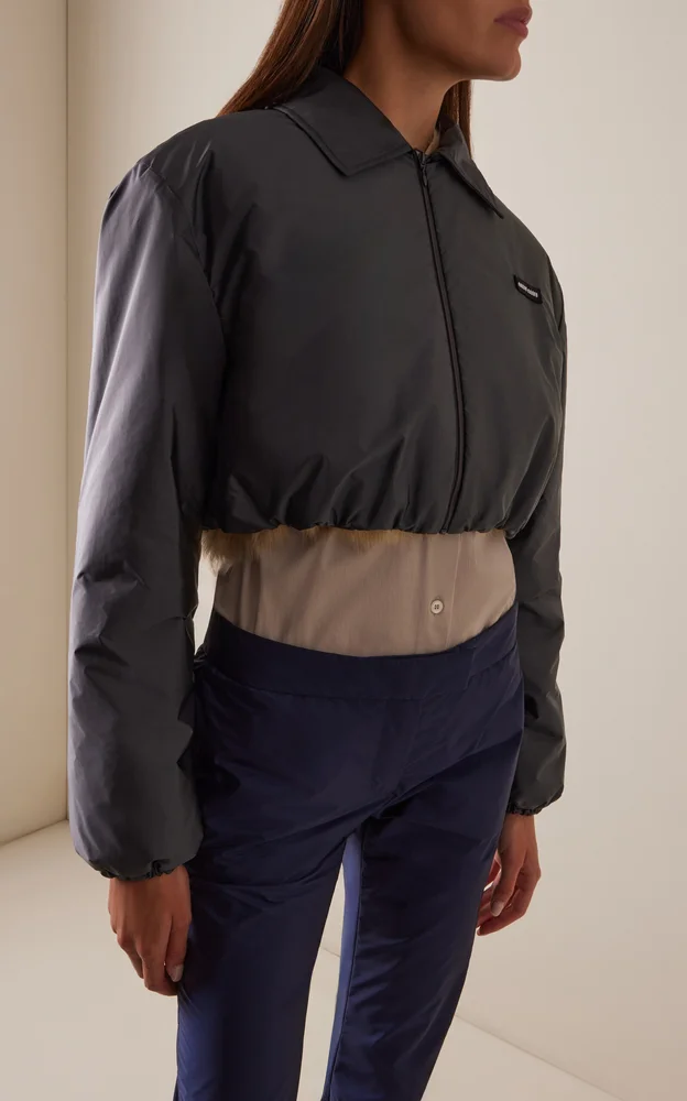 Shearling-Lined Tech-Fabric Blouson Jacket