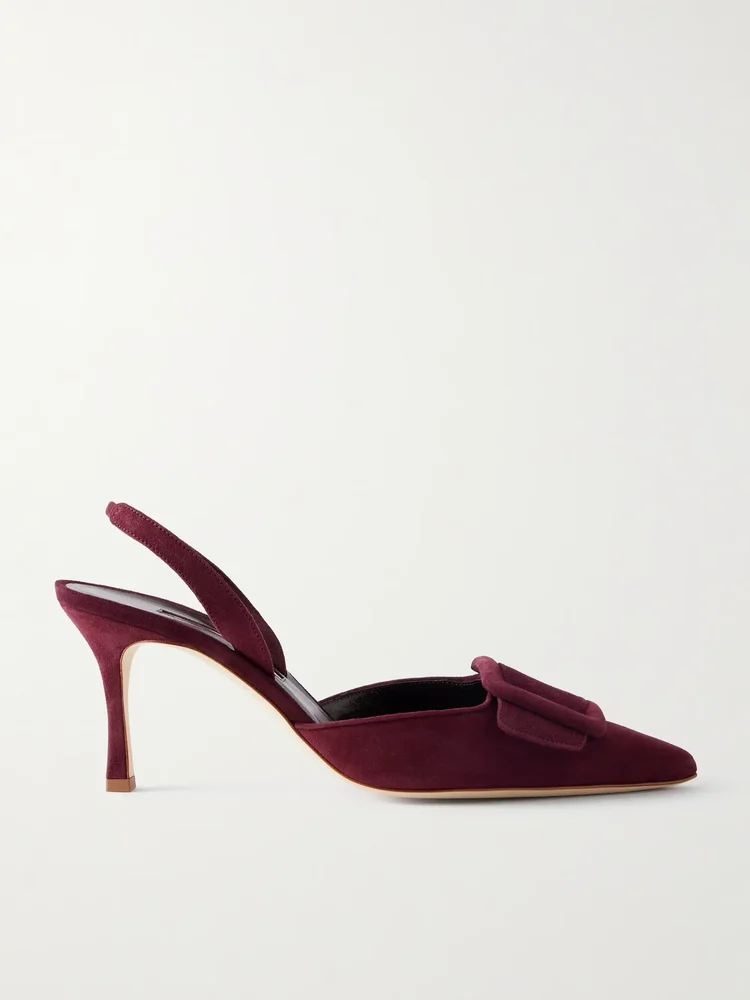 Maysli 70 buckled suede slingback pumps