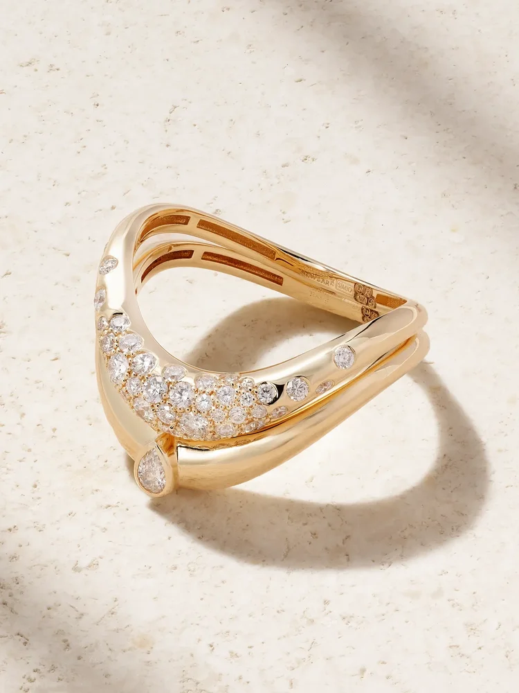 Boa Stackable set of two 18-karat gold diamond rings