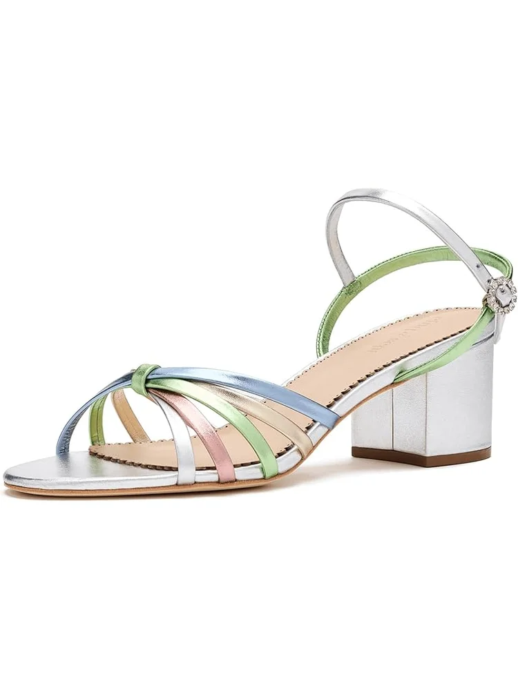 Nicole Strappy Metallic Block Heel Sandals