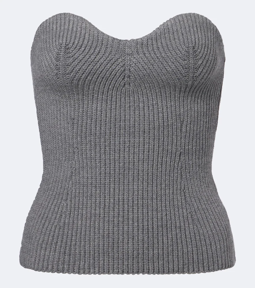 Wool-blend bustier top