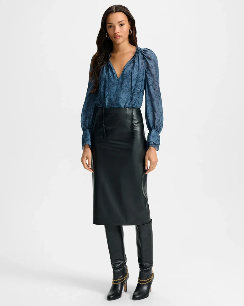 Holmes Midi Pencil Skirt in Black | Veronica Beard