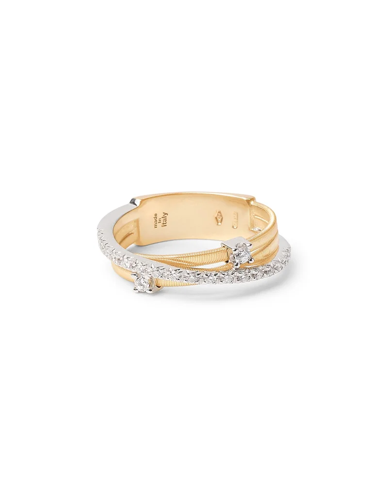 18K White & Yellow Gold Goa Diamond Three Strand Ring, 0.17 tcw
