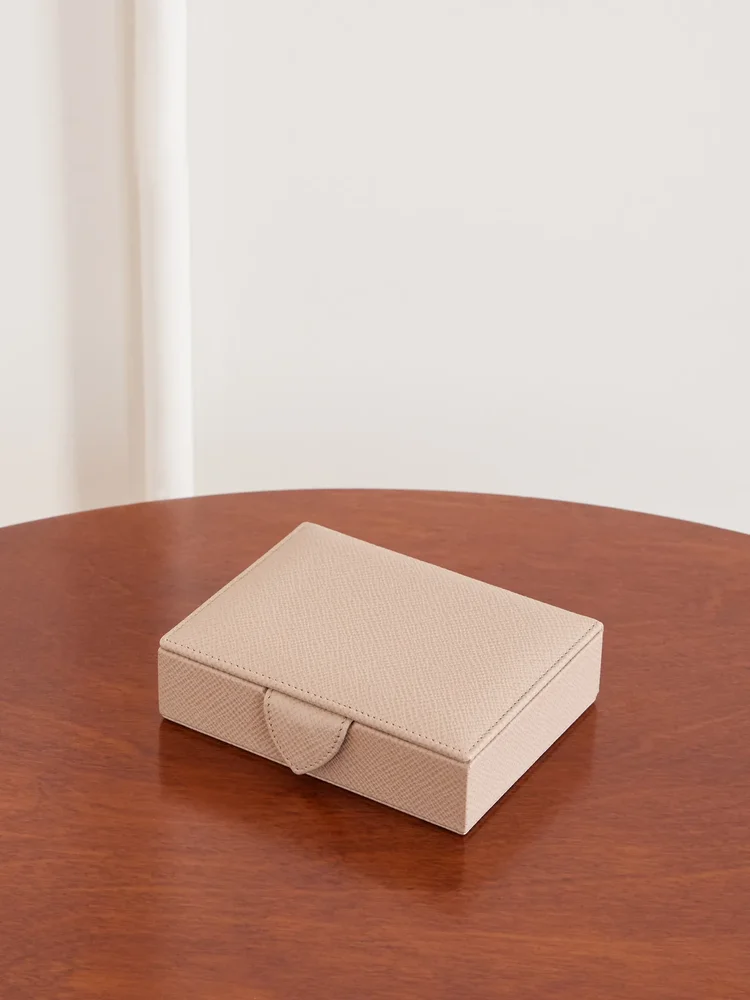Panama textured-leather jewelry box