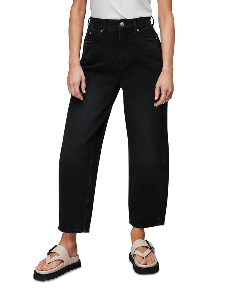 Petites Authentic High Rise Barrel Jeans in Black