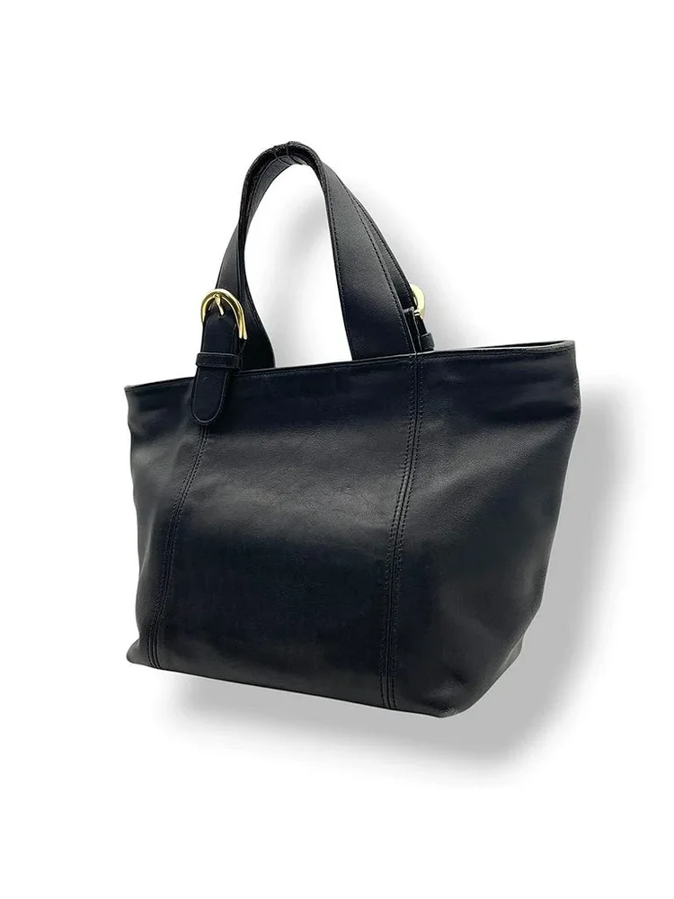 Pre-Owned Vintage Glovetanned Leather Tote, Black