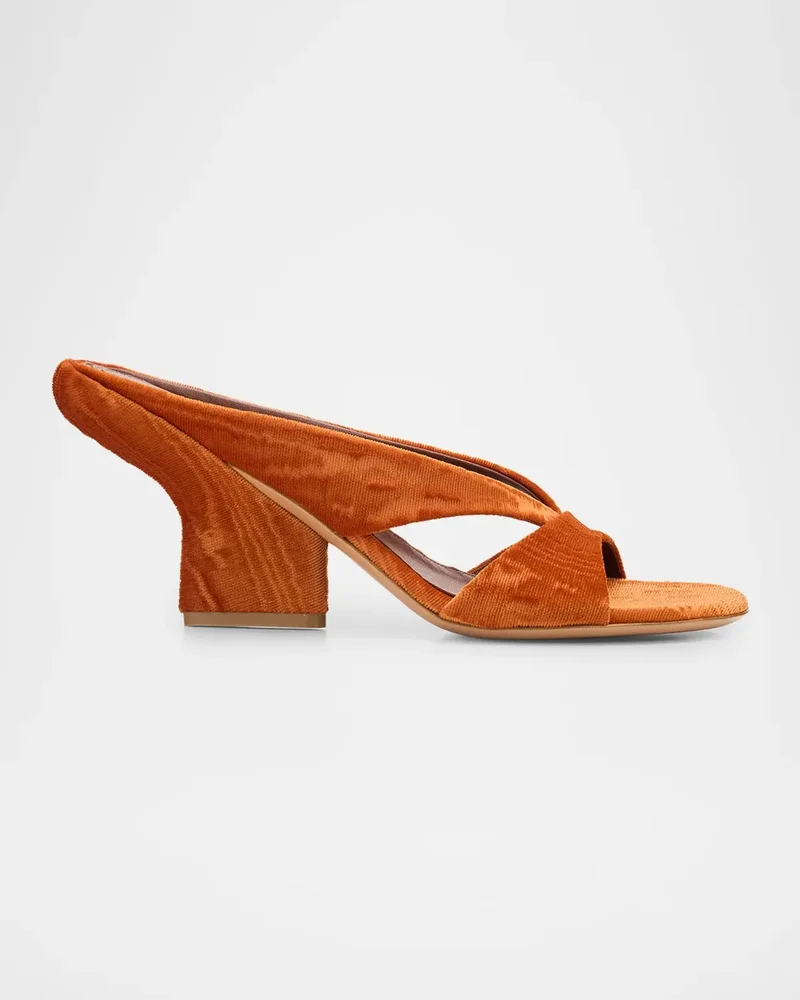 100mm Ribbed Velvet Mule Sandals
