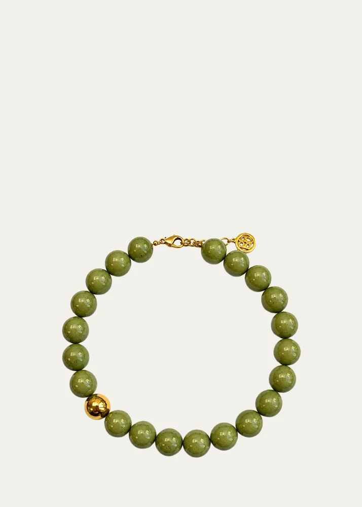 Green Jade Resin Bead Necklace