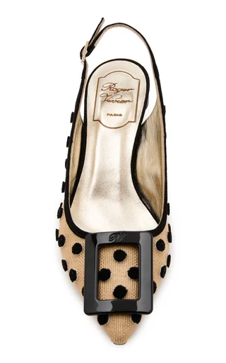 Virgule Dotted Raffia Slingback Pumps