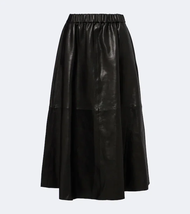 Lenly leather midi skirt