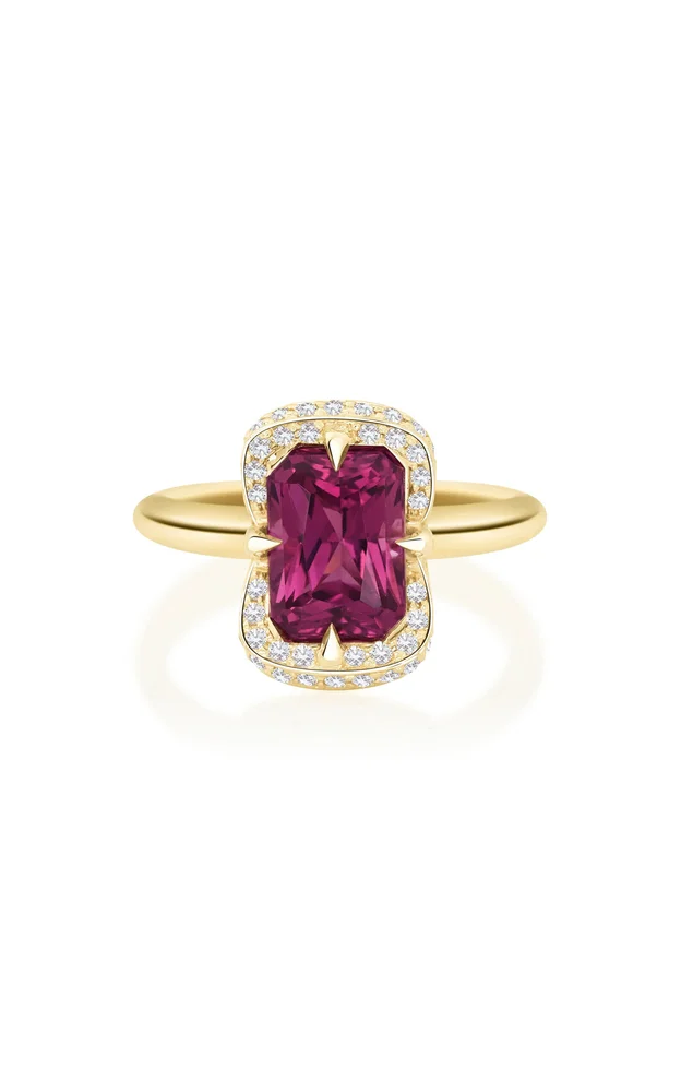 18K Yellow Gold Rhodolite Radiant Aurora Ring