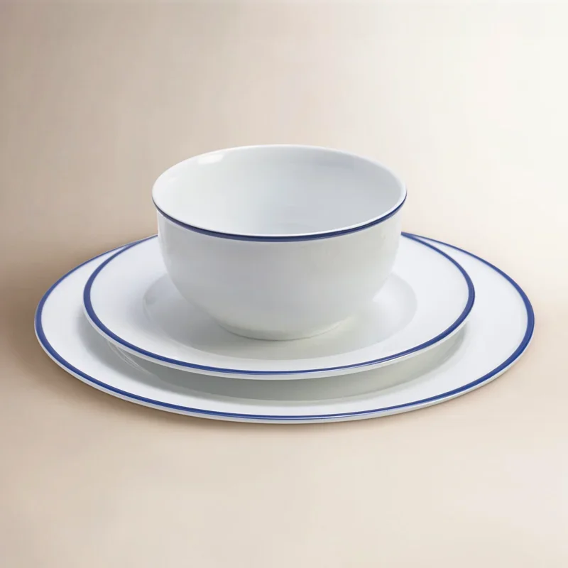 Everyday White Bistro Blue Band 12-Pc Dinnerware Set, Service for 4