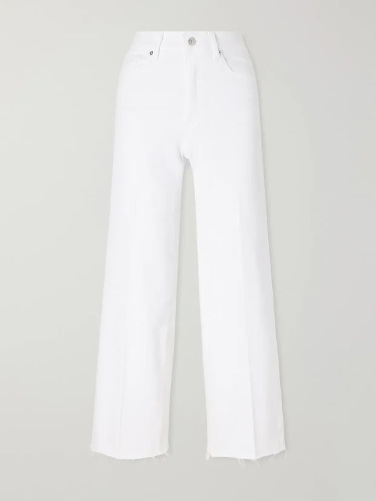 Le Slim Palazzo frayed high-rise wide-leg jeans