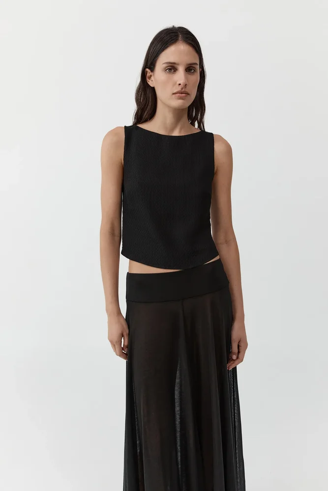 Textured Weave Top - Black