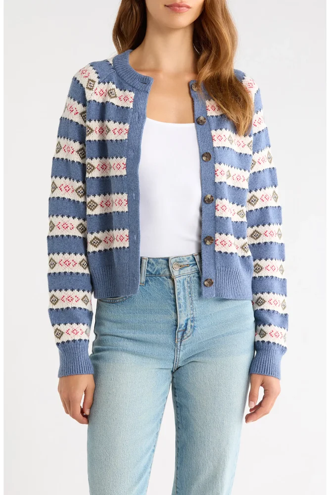 Fiorella Fair Isle Cotton Blend Cardigan