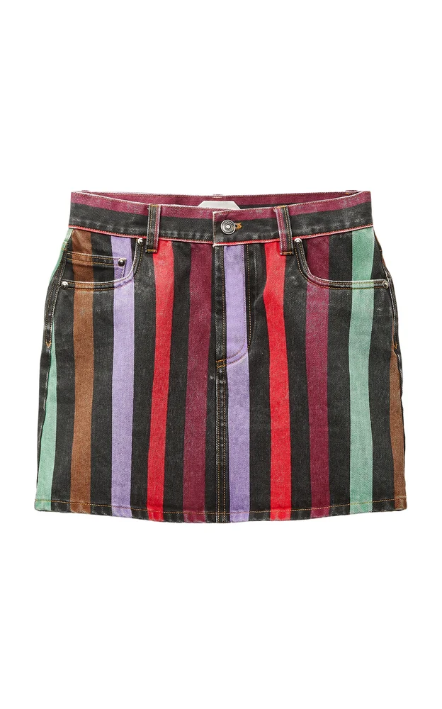 Striped Denim Mini Skirt